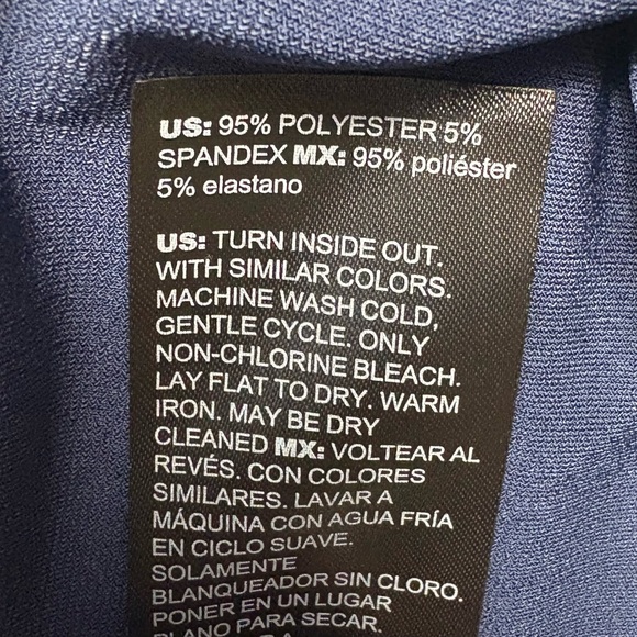 NEW WHBM Matte Jersey Draped Cowl Neck Shell Top Size L Officer Blue Cap Sleeve - Picture 9 of 10